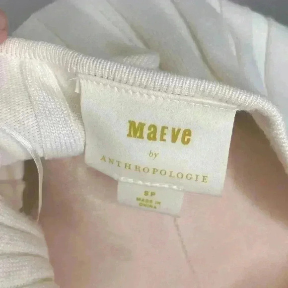 Maeve by Anthropologie lvory CreamRibbed Stretchy Bodycon Sweater Dress Size Sm - Picture 7 of 8